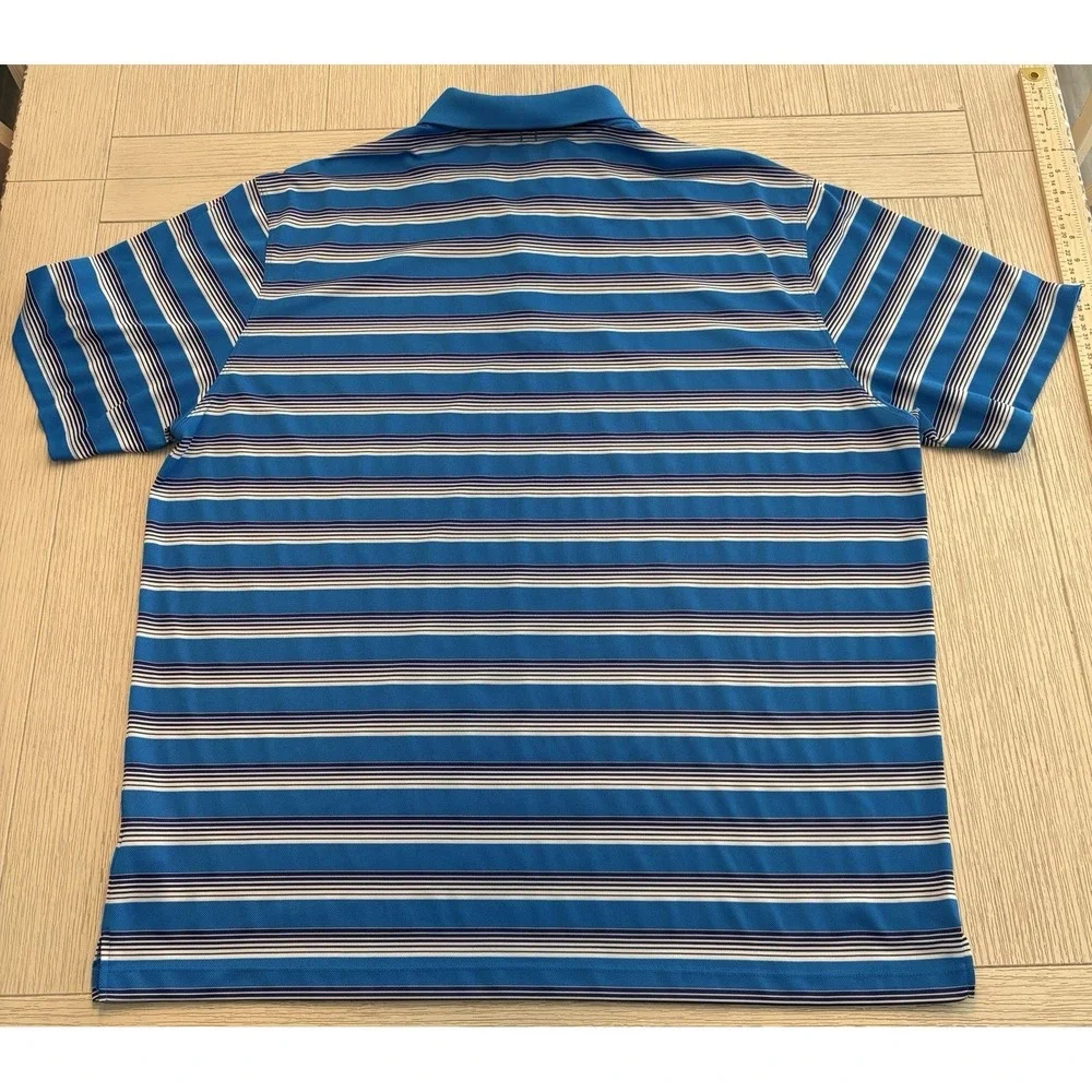 Nike Golf Polo Shirt Mens 2XL Blue Striped Dri-FIT Tour Performance 639710-406